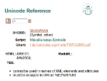 screenshot: unicode reference